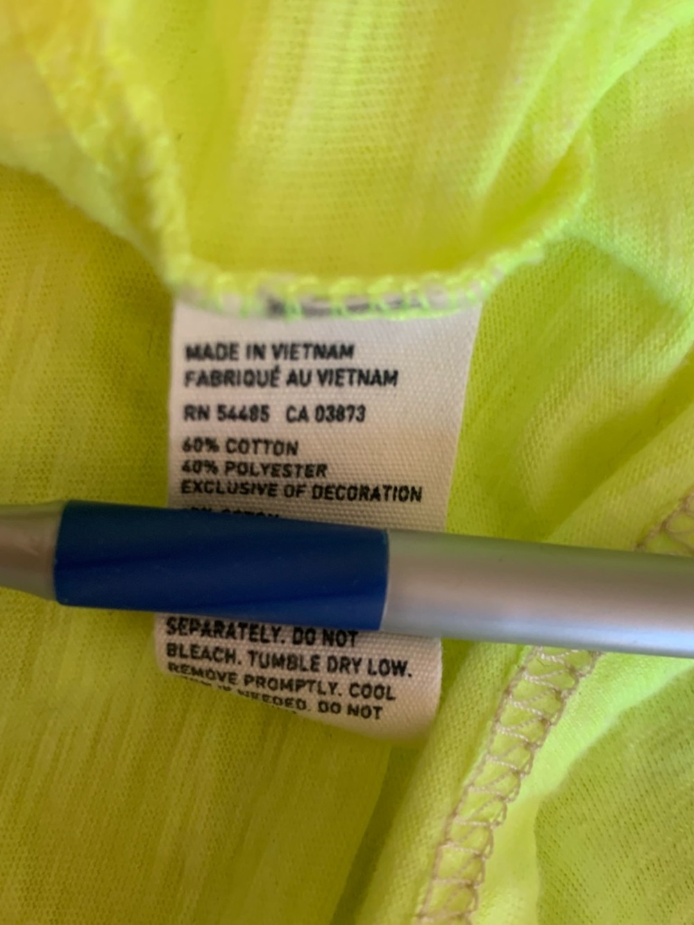 American Eagle Outfitters Neon Yellow Crewneck Tee with Navy Print - Unisex - Picture 5 of 7